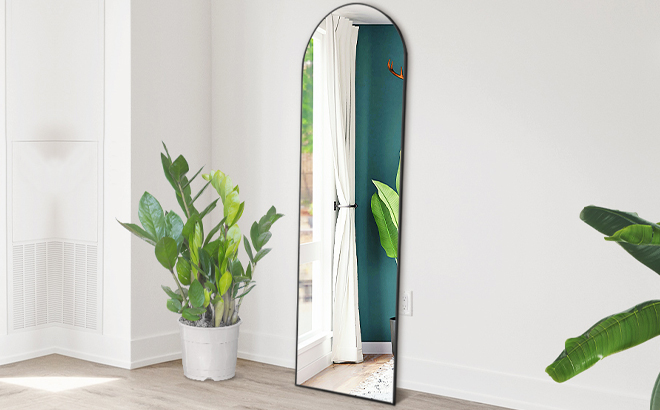 Sweetcrispy Arched Full Length Mirror Leaned on a Wall