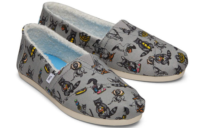 TOMS Womens Alpargta Party Animals with Faux Fur Shoes