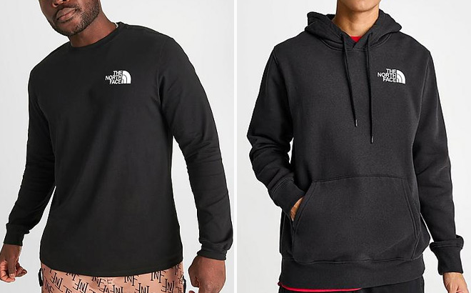 The North Face Mens Long Sleeve Box NSE Tee and Mens Box NSE Pullover Hoodie