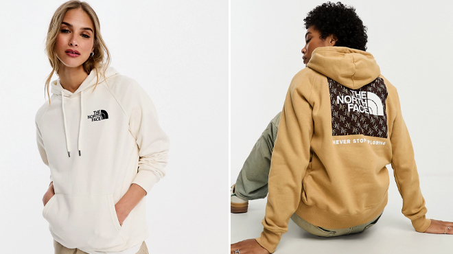 The North Face Womens NSE Box Hoodie Whitw and Brown