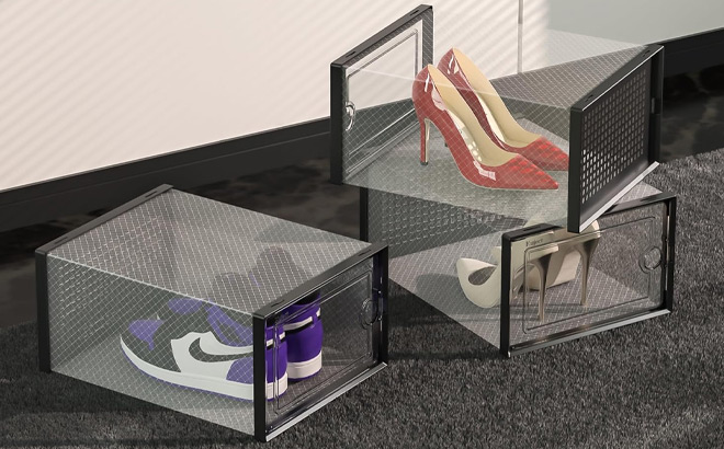 Three Large Shoe Plastic Storage Box