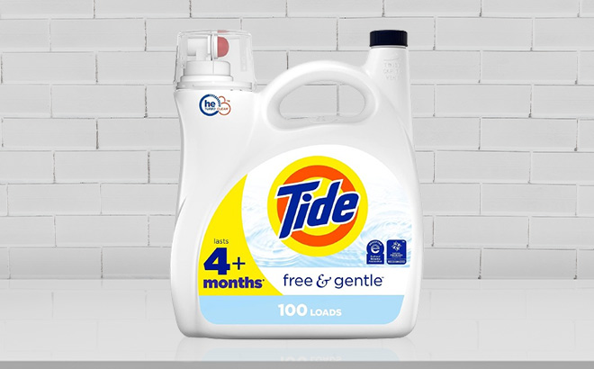 Tide Free Gentle Liquid Laundry Detergent on the Table