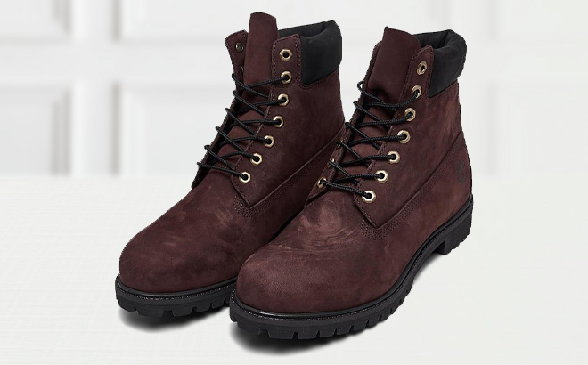 Timberland Mens Classic Treadlight Boots in Burgundy Nubuck Color