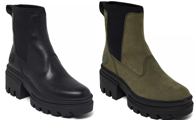 Timberland Womens Everleigh Chelsea Boots in Black and Green