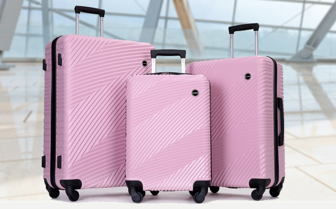 Travelhouse 3 Piece Hardside Luggage Set Pink