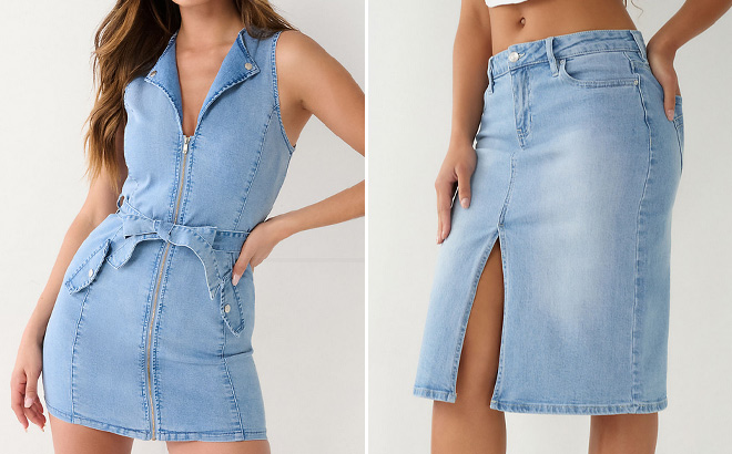 True Religion Womens Denim Dress and Skirt True Religion Womens Denim Dress and Skirt