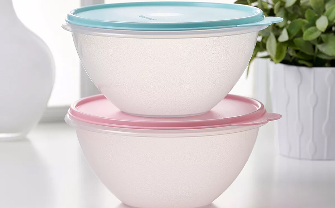 Tupperware Wonderlier 2 Pack 7 Cup Container Set on a Table