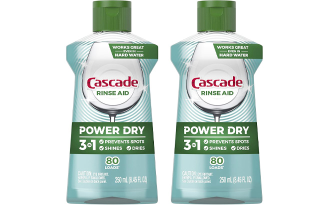Two Cascade Platinum Dishwasher Rinse Aid