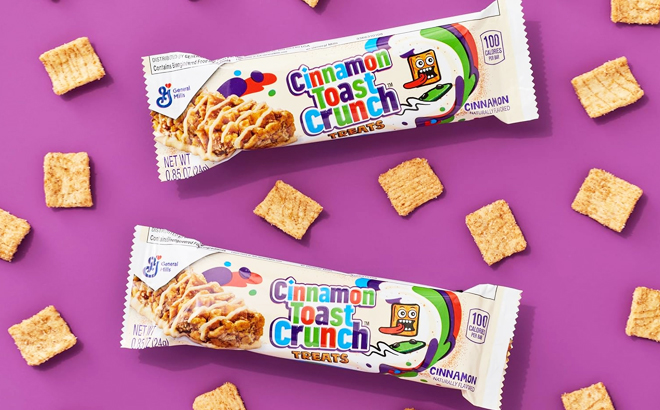 Two Cinnamon Toast Crunch Breakfast Cereal Treat Bars