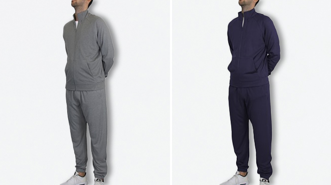 Two Colors of Blue Ice Mens Jacket Jogger Pants Set