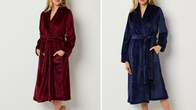 Two Different Colors of Liz Claiborne Womens Long Sleeve Long Length Robe