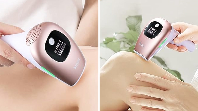 Two Images of IPL Hair Remover in Pink Color