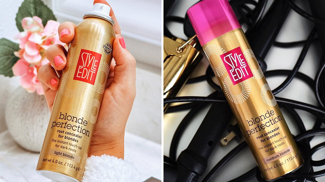 Two Images of Style Edit Root Blonde Perfection Touch Up Spray