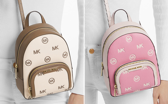 Two Michael Kors Extra Small Logo Backpacks