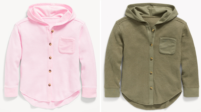 Two Old Navy Girls Waffle Knit Hoodies
