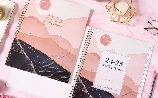 Two Year Monthly Planner Calendar in Pink Color