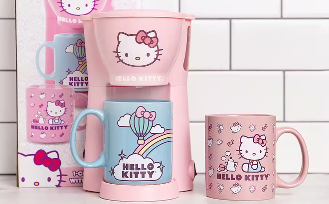 Uncanny Brands Hello Kitty Coffee Maker with 2 Mugs