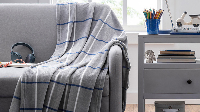 Under The Stars Throw Blanket in Gray Plaid