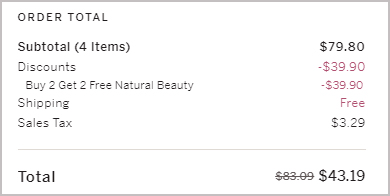 Victorias Secret Assorted Natural Beauty Collection Order Summary