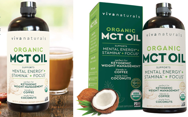 Viva Naturals Organic MCT Oil for Keto Coffee