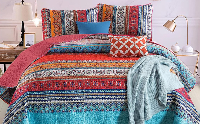WONGS BEDDING Boho Quilt Set King Size WONGS BEDDING Boho Quilt Set King Size