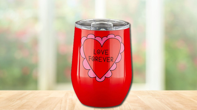 Way To Celebrate Valentines Day Love Forever Red Wine Tumbler 12 oz