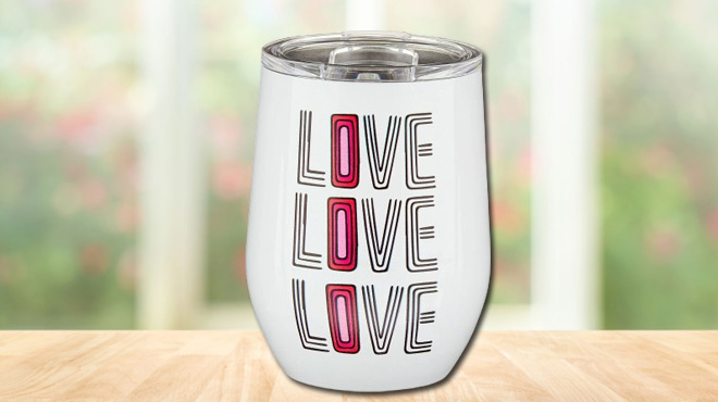 Way to Celebrate Valentines Day Love White Stainless Steel 12oz Wine Tumbler