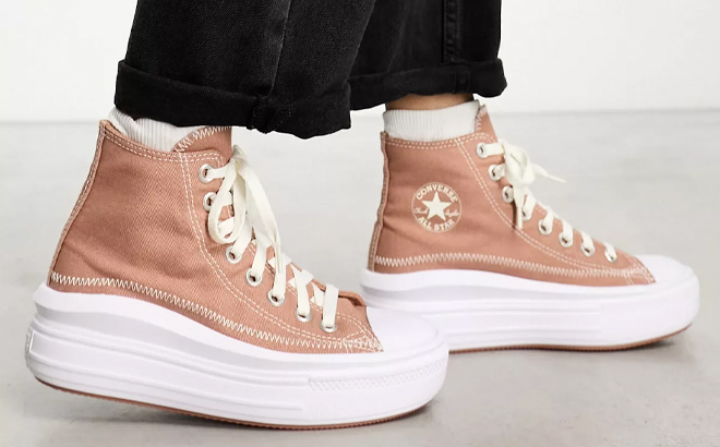 Woman Wearing Converse Chuck Taylor All Star Move Platform Sneakers