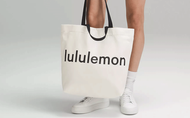 Women With Lululemon Double Handle Canvas Tote Bag