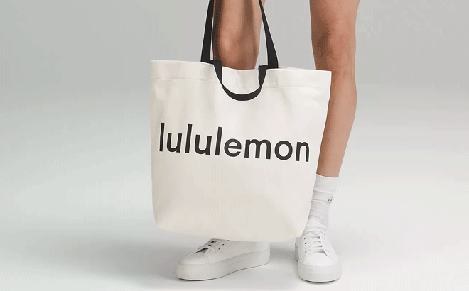 Women With Lululemon Double Handle Canvas Tote Bag Women With Lululemon Double Handle Canvas Tote Bag