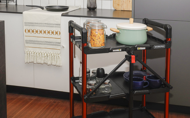 Workpro Collapsible 3 Shelf Utility Tool Cart in the Kitchen