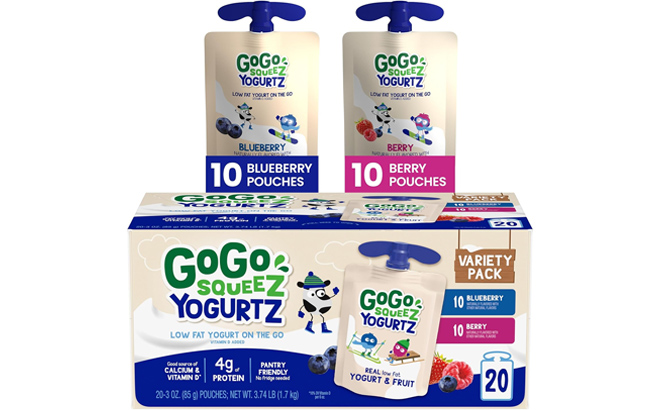 an Image of GoGo squeeZ yogurtZ Variety Pack Blueberry and Berry Flavors