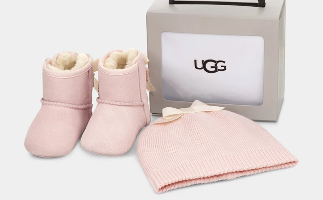 an Image of UGG Baby Jesse Bow II Beanie Pink Color