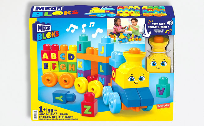 an Image of a Mega Bloks Fisher Price 50 Piece Musical Train Set