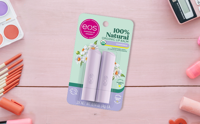 eos Natural Organic Lip Balm 2 Pack on a Table