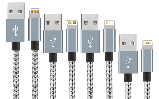 iPhone Lightning Cable 4 Pack in the Color Silver White iPhone Lightning Cable 4 Pack in the Color Silver White