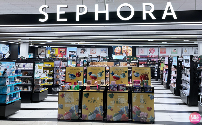 sephora store overview with lots of makeup products on the shelves