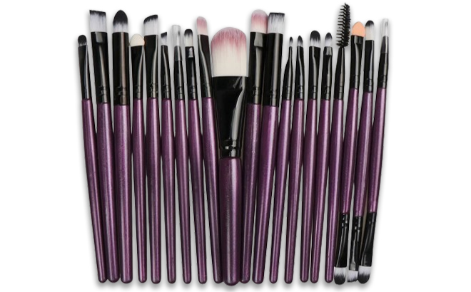 20 Piece Makeup Brush Set in the Color Purple