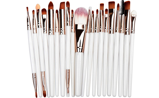 20 Piece Makeup Brush Set in the Color White