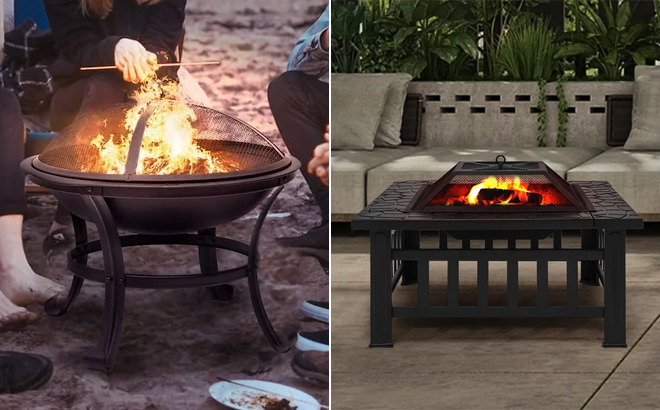 22 inch Wood Burning Fire Pit for Camping and Fire Pit Table with Spark Screen