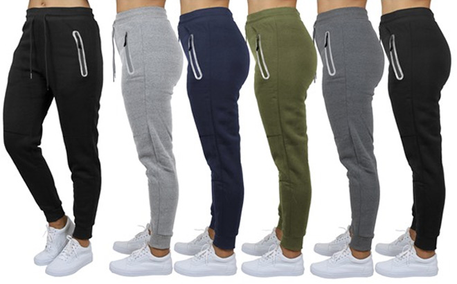 3 Pack Womens Heavyweight Loose Fitting Fleece Lined Jogger Sweatpants
