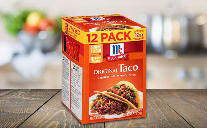 A Box of McCormick Original Taco Seasoning Mix on the Table