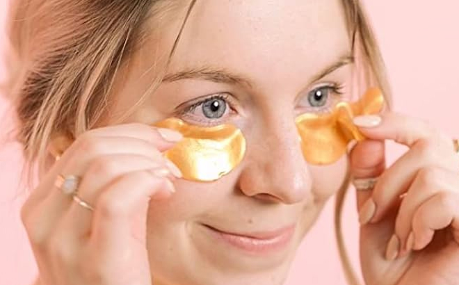 A Lady Putting on Grace Stella Under Eye Masks