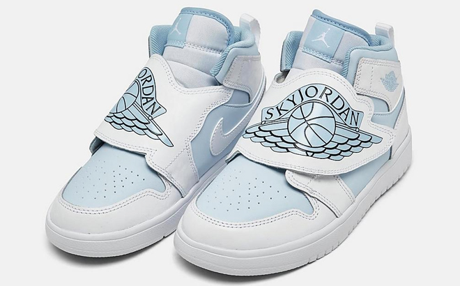 A Pair of Nike Air Jordan Sky Jordan I Kids Shoes