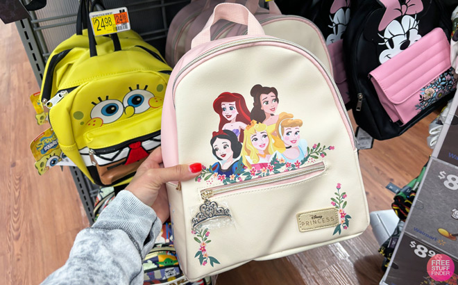 A Person Holding Disney Princess Graphic Mini Backpack