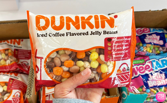 A Person Holding Dunkin Iced Coffee Flavored Jelly Beans