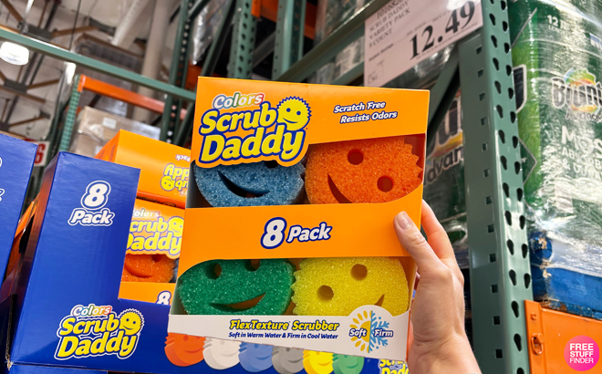 A Person Holding Scrub Daddy 8 Count Variety Pack at Costco