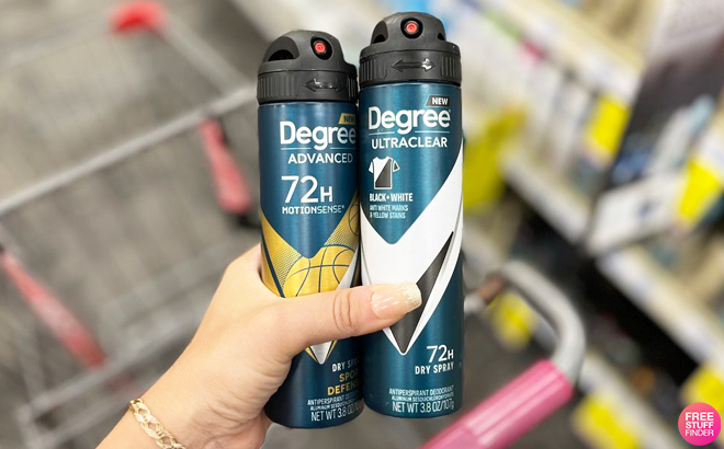 A Person Holding Two Degree Dry Sprays