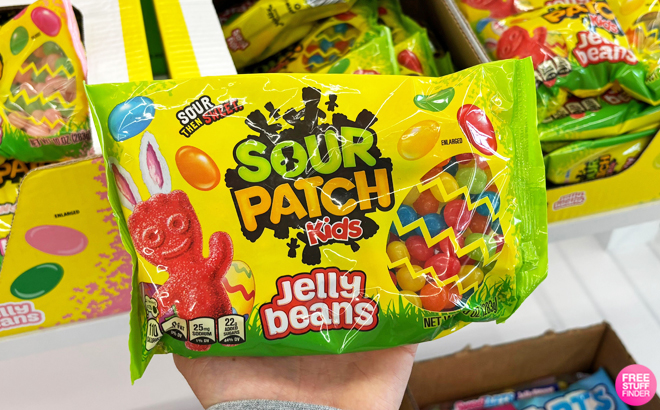 A Person Holding a Sour Patch Kids Easter Jelly Beans