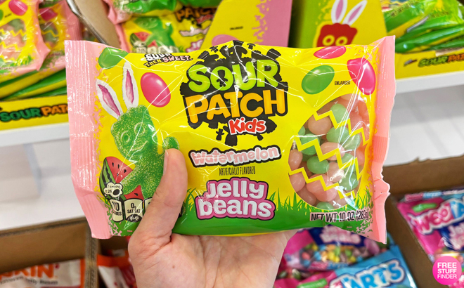 A Person Holding a Sour Patch Kids® Easter Watermelon Jelly Beans